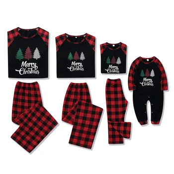 De Crăciun, Familia Haine Părinții Copilului Set De Pijama Cu Maneca Lunga Top Carouri Pantaloni Salopetă Pentru Copii De Toamnă De Primăvară De Tata, Mama, Copii De Anul Nou