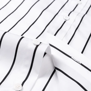 Anglia Stil Carouri Carouri din Bumbac Tricouri Singur Patch-uri de Buzunar Maneca Lunga, dotare Standard, Buton-jos de la Barbati Casual Tricou cu Dungi