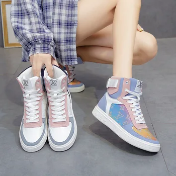De înaltă top adidasi pentru femei de stradă hip hop pantofi sport din piele dantela-up pantofi sport pentru femei Zapatos de mujer