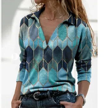 Moda Bluza Femei V Gât Topuri Casual Tricou Vintage De Birou De Sex Feminin Bluza Cu Maneci Lungi Pulovere Blusas Mujer De Moda