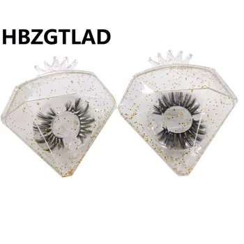 30Pcs Coroana de Diamant Transparent Fals Geană Cutie de Ambalaj Personalizat Fals 3D Nurca Geană Caz Forma de Diamant Cutie Goală