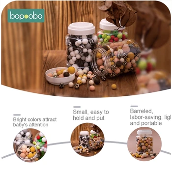 Bopoobo 200PCS 12mm Margele de Silicon Pentru Runda Copil Dentitie DIY Set 3 Dimensiuni de Clasa Alimentare BPA Gratuit Masticabile Margele pentru jucării Teether