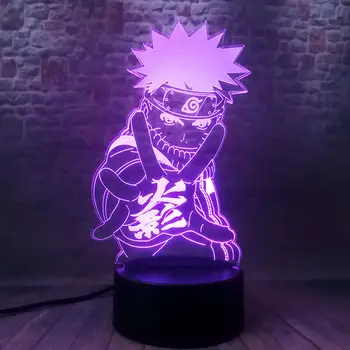 Amuzant Iluzia 3D cu LED-uri Colorate Intermitent Birou Veioza Japonia Manga Naruto Anime Figuras Jucării de Vacanță