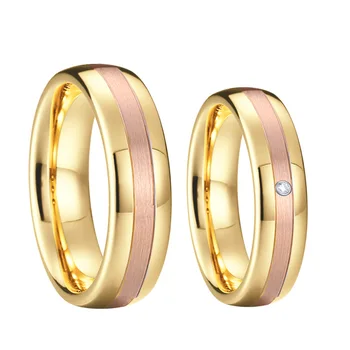 Unic Aur Bicolor Bărbați carbură de Tungsten inel femei Iubitorii de bijuterii Alianța inele de nunta pentru cuplu cadou de aniversare