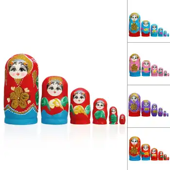 6 Buc/Set Din Lemn Pictate Manual Păpuși Matrioșka Jucării Păpuși Cuiburi Rusă Cele Mai Bune Urări De Crăciun Pentru Copii Cadou De Anul Nou Meserii