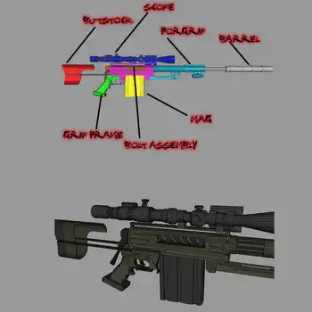 DIY 1:1Cheytac M200 Intervenție Sniper Rifle Hârtie Model Asamblat de Mână de Lucru 3D Joc de Puzzle Jucărie pentru Copii