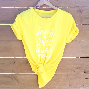 2020 Vara Tricou Femei Plus Dimensiune tricou Isus Iubește Acest Dezastru T-Shirt O Scrisoare de Imprimare Gât Maneca Scurta Top Supradimensionat 5XL