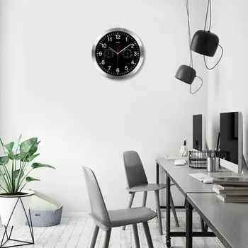 Nou Tăcut Cuarț Ceas De Perete Cu Design Modern Tăcut Matura Mișcarea Termometru Higrometru Nu-Bifarea Ceasuri Ceas De Perete Decor Acasă