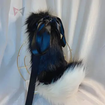 Noua Lolita Cosplay câine negru neko fox urechi pe bentita de Par Hoop HairpinTail Set pentru fete și femei carnaval accesorii