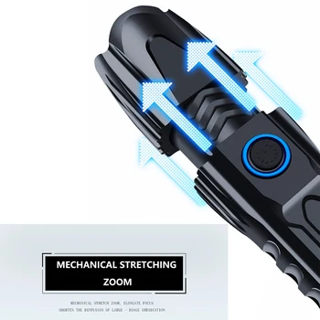T20 de Mare putere LED Lanterna XHP90 Zoom Telescopic de Încărcare USB Tactice 26650 Lanterne de Vanatoare cu Fundul de Atac Con