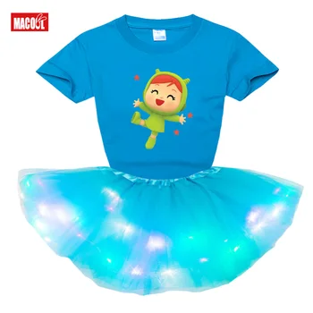 Fete de Îmbrăcăminte Seturi 2020 Vara Noi Desene animate Rochie de Moda pentru Copii Haine Casual Seturi de Copii Toddler T-Shirt +LED Rochie