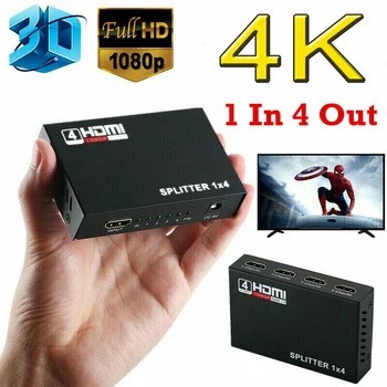 UGI 4K Full HD 1080P compatibil HDMI Splitter 1 DIN 4 3D Pentru TV HUB Video Auto Conector Pentru monitor Xbox360 PS multi-screen
