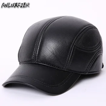 R011 Adult Pălărie din Piele pentru Bărbați Toamnă și de Iarnă de Oaie Capac de Protecție pentru Urechi în aer liber, Sport de Agrement din Piele Capace