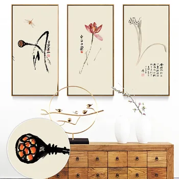 Moderne De Cerneală Chineză Lotus Qi Baishi Celebrul Print Panza Pictura Imaginile Pentru Camera De Zi De Postere Si Printuri De Arta De Perete Fara Rama