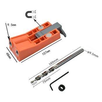 Ghid de gaurit Instrument DIY Unghi Reglabil Orificiului Jig Kit Portabil pentru prelucrarea Lemnului Oblic Cheie de Poziționare Scară Clar Acasă