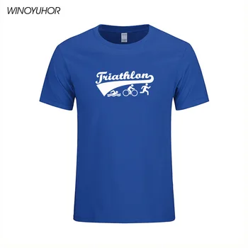 Moda de vara Barbati pentru Triatlon Tricou de Vara cu Maneci Scurte din Bumbac T-shirt Ciclu Runer Swimer de Imprimare Topuri Tee Triatlon tricouri