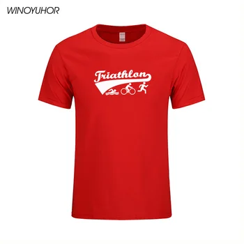 Moda de vara Barbati pentru Triatlon Tricou de Vara cu Maneci Scurte din Bumbac T-shirt Ciclu Runer Swimer de Imprimare Topuri Tee Triatlon tricouri