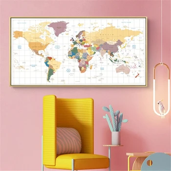 Harta lumii Poze Panza Pictura Arta de Perete Pentru Camera de zi, Dormitor, Birou de Acasă Moderne Decorative, Postere NICI un CADRU