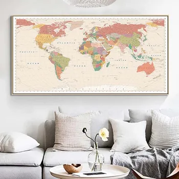 Harta lumii Poze Panza Pictura Arta de Perete Pentru Camera de zi, Dormitor, Birou de Acasă Moderne Decorative, Postere NICI un CADRU