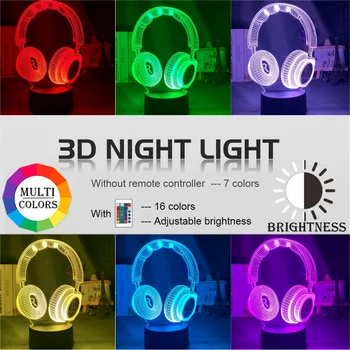 3d Lumina de Noapte Cască Led cu Senzor Tactil Colorat Veioza pentru Dormitor Copii Decorative Lumina Rece Cadou pentru Copilul 3d Lampa de Birou