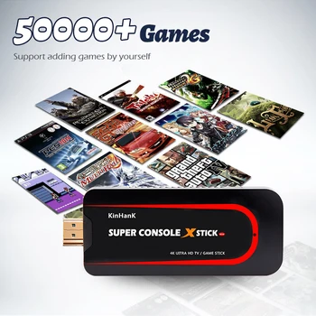 Super Consola X Stick Mini Consola de jocuri Video Emulator Built-in 50000+ Jocuri Duble Controller Player 4K pe 64 de Biți Retro Console