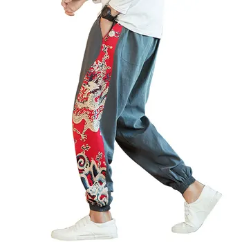 Chineză Stil de Haine de Cusut Dragon Print Joggeri Plus Dimensiune Moda Pantaloni Casual 5xl 2020 Tang Costum Harem Pantaloni Bărbați Îmbrăcăminte