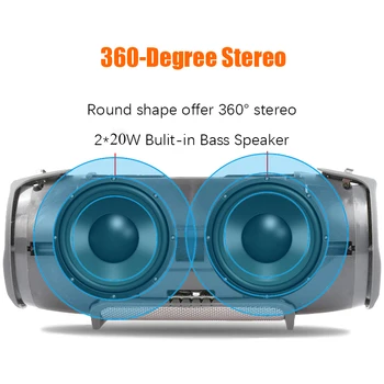 40w Mare Putere în aer liber Portabil Bluetooth Difuzor Subwoofer Soundbar Wireless Bass Coloana rezistent la apa Suport Difuzor AUX USB TF