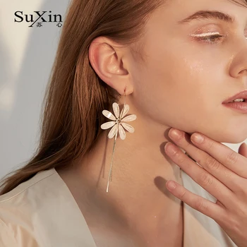 SuXin cercei 2020 simplu nou floare moț temperament cercei pentru femei cristal pandantiv cercei bijuterii cadouri
