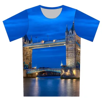 2019 Vară pentru Copii de Moda Roman Colosseum Biserica Eiffel Tower Bridge din Londra Print T-shirt Băieți Fete 3D tricou Tricouri Copii