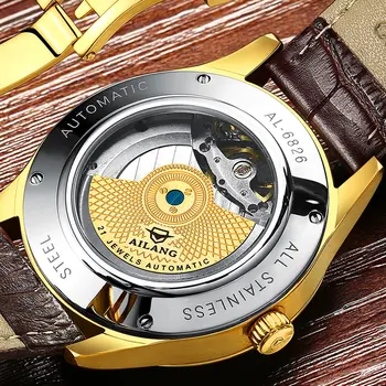 AILANG Top brand de lux pentru barbati ceas de aur placat cu unelte mecanice ceasuri scumpe curea din piele de dragon, cal ceas stil Chinezesc