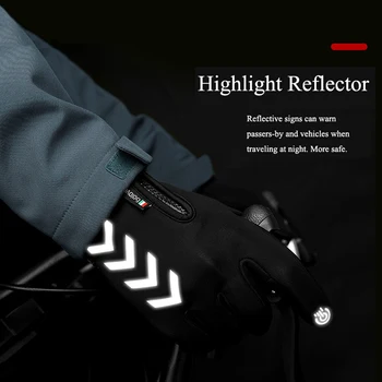 Iarna Motocicleta Mănuși Pentru Bărbați De Noapte Benzi Reflectorizante Touchscreen Rezistent La Apa Anti-Alunecare Ciclism Schi Windproof Puf De Cald Mănuși