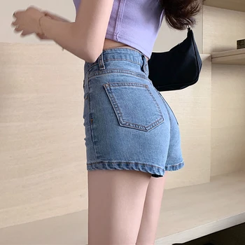 2020 moda coreeană pantaloni de vară Diamant Butonul de pantaloni Scurti din Denim Femei albastru/negru Blugi pantaloni Scurți Talie Mare Sexy Femei super sexi