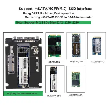 MSATA pentru unitati solid state M2 SATA3 Adaptor Convertor mSATA/unitati solid state SSD 2,5 inch SATA adaptator Adaptor Suport mSATA SSD + M. 2 SSD de unitati solid state