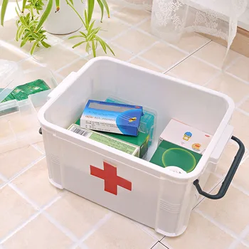 2 strat Multifuncțional Medical Organizator Trusa de Prim Ajutor Organizator Cu Mâner Portabil kituri din Plastic Medicina Cutie de Depozitare
