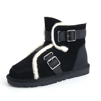 Lână Cizme de Zapada pantofi pentru femeie blană de oaie autentic dat în judecată de Iarna pentru Femei Pantofi Plat Catarama Cizme Lână de Oaie