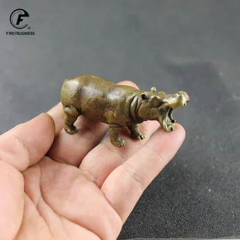 Bronz Masiv Hipopotam Statuie Ornamente Drăguț Mini Cupru Hipopotam Animal Miniaturi, Figurine Ceai Animale De Companie Acasă Decoratiuni Artizanat