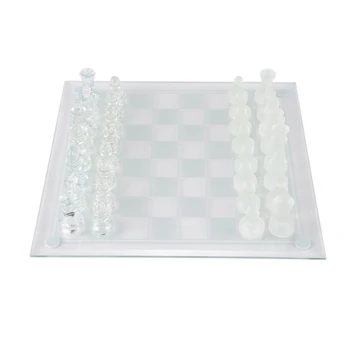Hot 8 Inch Internațional De Șah Joc,Complet Sticlă Set De Șah 32 De Piese De Joc Si Masa De Joaca