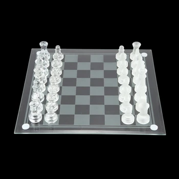 Hot 8 Inch Internațional De Șah Joc,Complet Sticlă Set De Șah 32 De Piese De Joc Si Masa De Joaca