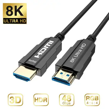 8K Optic Cablu HDMI 2.1 Fibre 8K@60HZ 4K @120HZ HDCP2.2 UHD HDR 48Gbps 10m 15m 20m pentru LCD HD TV, Laptop, Proiector, Calculator PS4