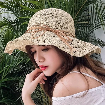 Europa, Statele Unite ale americii Simplu de Vară pe Plajă capace de sex Feminin Casual Pălării Panama Lady pentru Femei Brand margine Plat Paie capac fata Palarie de Soare