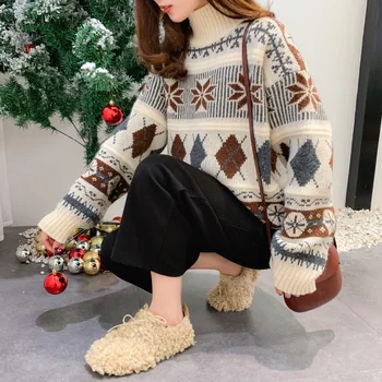 Retro toamna și iarna tricot pulover 2020 coreene noi pulover pentru femei jacheta maneca Lunga guler