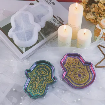 Hamsa Mână DIY Placă de Mucegai Silicon pentru Rășină Hamasa Rășină Art Decor Acasă Breloc Cutie de Silicon Mucegai Placa Vas Recipient de Mucegai
