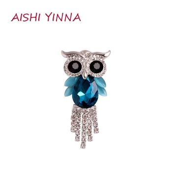 AISHI YINNA Nou Retro Stras Owl Brosa pentru Femei Aliaj Multicolor Animal de Agrement Petrecere Brosa Cadou