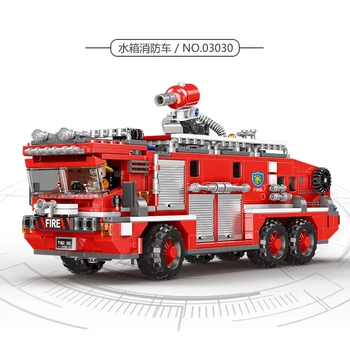 Pompier Camion De Foc Set Oraș Serie De Blocuri Caramizi De Jucarie Pentru Copii De Craciun Cadou De Salvare Accident De Mașină Compatibil Cărămizi