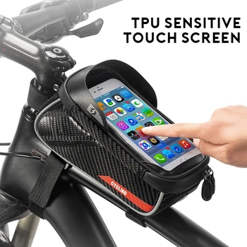 Bicicleta Geanta Cadru Fața de Sus a Tubului Impermeabil Bicicleta Saci de 6.0 în Caz de Telefon Touchscreen rezistent la apa Sac Biciclete MTB de Ciclism Accesorii