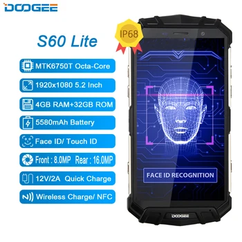 DOOGEE S60 Lite IP68 Wireless de Încărcare Smartphone 5580mAh 12V2A Încărcare Rapidă 16.0 MP 5.2