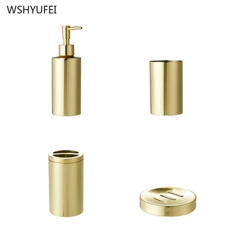 Lumina de lux placat cu aur de metal de baie set de curățare de uz casnic titularul periuta de dinti sticlă de săpun soap dish cupă de aur set de baie