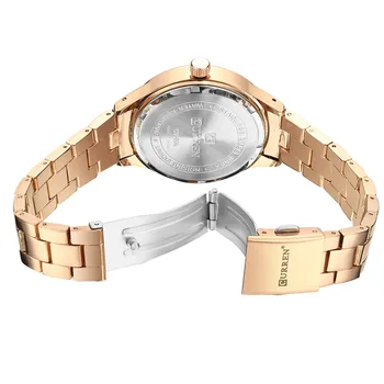 CURREN, Ceas pentru Femei Brand de Lux Doamnelor Rochie de Moda Ceas de mână Stras Cuarț Ceas din Oțel Inoxidabil rezistent la apa Montre Femme