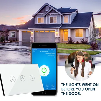 Dimmer WIFI Control Touch Comutator Wallpad NE Comutator de Perete Cristal Panou de Sticlă Smart Home Alexa de start Google Android IOS