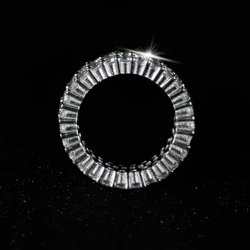 De lux argint 925 bagheta se taie zirconia eternitate trupa inel pentru femei de nunta cadou de Ziua Îndrăgostiților degetul bijuterii R4575S
